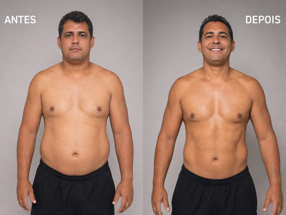 Antes e depois masculino real · MODO T